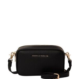 Poppy & Peonies Mini Essential Black Crossbody Bag